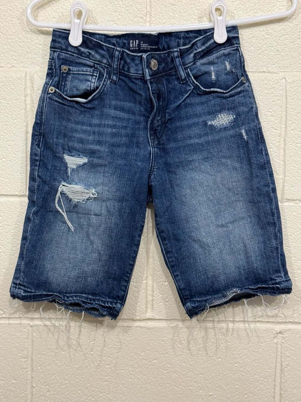 Gap Girls' Denim Bermuda Shorts Size 12 distressed